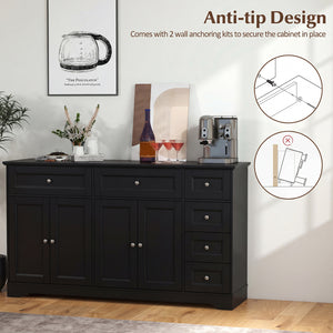 Buffet Sideboard 59 inches Modern Coffee Bar Station Console Table-Black view 8