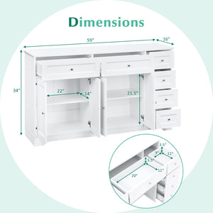 Buffet Sideboard 59 inches Modern Coffee Bar Station Console Table-White view 5