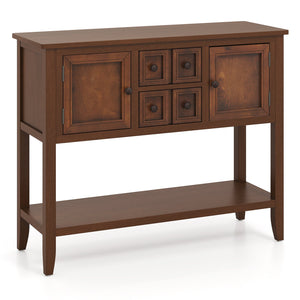 Buffet Sideboard Cabinet with 2 Doors and 2 Drawers-Brown view 4