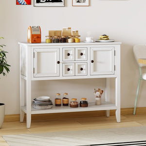 Buffet Sideboard Cabinet with 2 Doors and 2 Drawers-White view 2