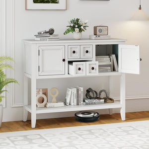 Buffet Sideboard Cabinet with 2 Doors and 2 Drawers-White view 3