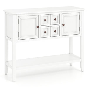 Buffet Sideboard Cabinet with 2 Doors and 2 Drawers-White view 4