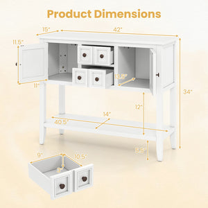 Buffet Sideboard Cabinet with 2 Doors and 2 Drawers-White view 5