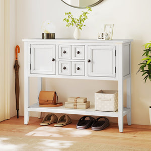 Buffet Sideboard Cabinet with 2 Doors and 2 Drawers-White view 6