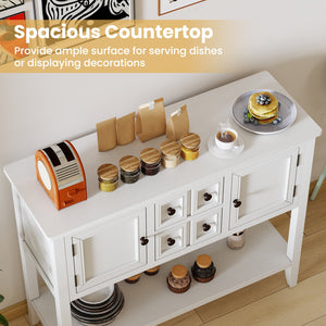 Buffet Sideboard Cabinet with 2 Doors and 2 Drawers-White view 7