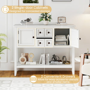 Buffet Sideboard Cabinet with 2 Doors and 2 Drawers-White view 8