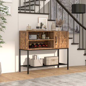 Buffet Sideboard Coffee Bar Cabinet with Power Outlets and USB Ports-Rustic Brown view 5