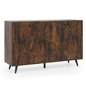 Buffet Sideboard Mid Century Modern Storage Cabinet with Adjustable Shelves-Rustic Brown view 4