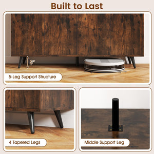 Buffet Sideboard Mid Century Modern Storage Cabinet with Adjustable Shelves-Rustic Brown view 9