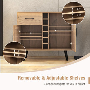 2-Door Buffet Sideboard with 6-Bottle Wine Rack Drawer view 8