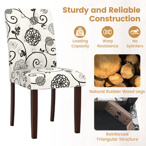 Button Tufted Fabric Upholstered Wooden Dining Chair Set of 2 with High Curved Back-Beige view 7