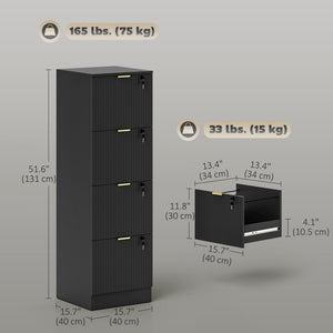 Lockable Filing Cabinet with 2 Fluted Drawers, File Cabinet with Adjustable Hanging Rails for A4 Letter – view 30