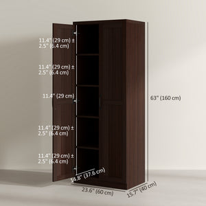 63" Kitchen Storage Cabinet, 5-tier Pantry Cabinet with Doors and Adjustable Shelves for Dining Room, Black – view 9