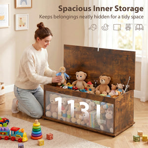 39.5" Storage Chest with 2 Safety Hinges, Storage Box Organizer with Flip-Top Lid, Entryway Storage Bench – view 10