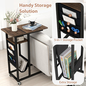 C-shaped End Table with Charging Station and Retractable Tabletop-Coffee view 7