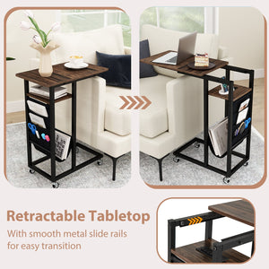 C-shaped End Table with Charging Station and Retractable Tabletop-Coffee view 8