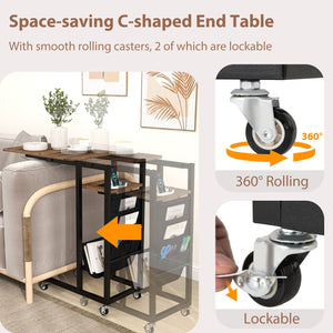 C-shaped End Table with Charging Station and Retractable Tabletop-Coffee view 9