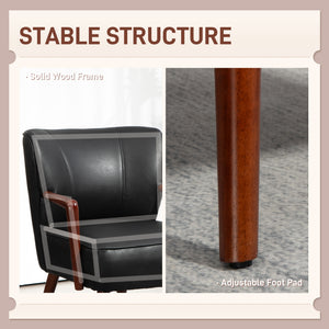Accent Chair, Modern Armchair, Faux Leather Upholstered Living Room Chair with Wood Legs and Wide Padded – view 4