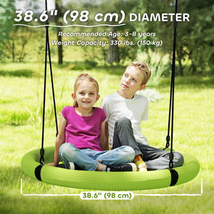 Qaba 100cm Diameter Nest Seat for Kids with Height Adjustable Hanging Ropes for Outdoor, Playground, Garden