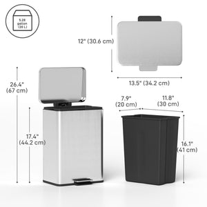 Garbage Bin, Soft-Close Trash Can with Foot Pedal, 5 Gallon (20 L) Garbage Can with Removable Inner Bucket – view 16