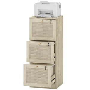 2 Drawer Filing Cabinet with Lock, Boho File Cabinet for A4 Letter Size Files with Decorative Rattan – view 8