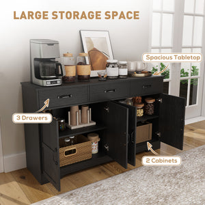 Sideboard Buffet Cabinet with Storage, Modern Coffee Bar Cabinet with 3 Drawers and Adjustable Shelves – view 3