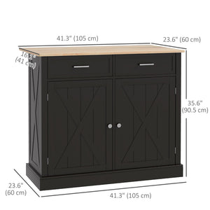 Kitchen Island with Drop Leaf, Rolling Kitchen Cart with 2 Drawers, Adjustable Shelves and Wood Countertop – view 2