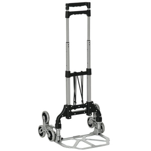 6-Wheels Stair Climber Hand Truck, Dolly Heavy Duty Folding Steel Load Cart with Adjustable Telescoping Handle for Moving, Luggage, Travel & Office, 154lbs Capacity