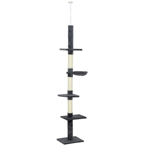 8.5ft Cat Climbing Tree 5-Tier Kitty Activity Center with Scratching Post Brown and White