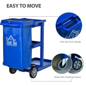Commercial Janitorial Cart with 3 Tier Shelves, Professional Cleaning Cart with Rubbish Bag with Lid and – view 4