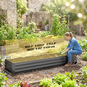 8'x2'x1' Galvanized Raised Bed, Large Elevated Planter Box for Growing Flowers, Herbs and Vegetables – view 2