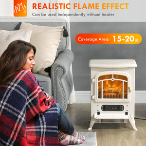 16" Freestanding Electric Fireplace Heater Fire Stove with Wood Burning Flame 750/1500W Black – view 10