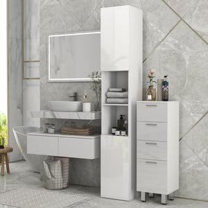 Tall Bathroom Cabinet, High Gloss Storage Cabinet with Doors and Adjustable Shelves, 11.8" x 11.8" x 71.5" – view 14