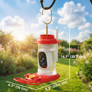 Smart Bird Feeder with Camera, AI Identify 16000 Birds, 2K HD Live Video, 3W Solar, Instant Arrival Alerts