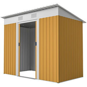 6' x 4' Outdoor Storage Shed, Metal Garden Tool Storage House Organizer with Lockable Sliding Doors and – view 36