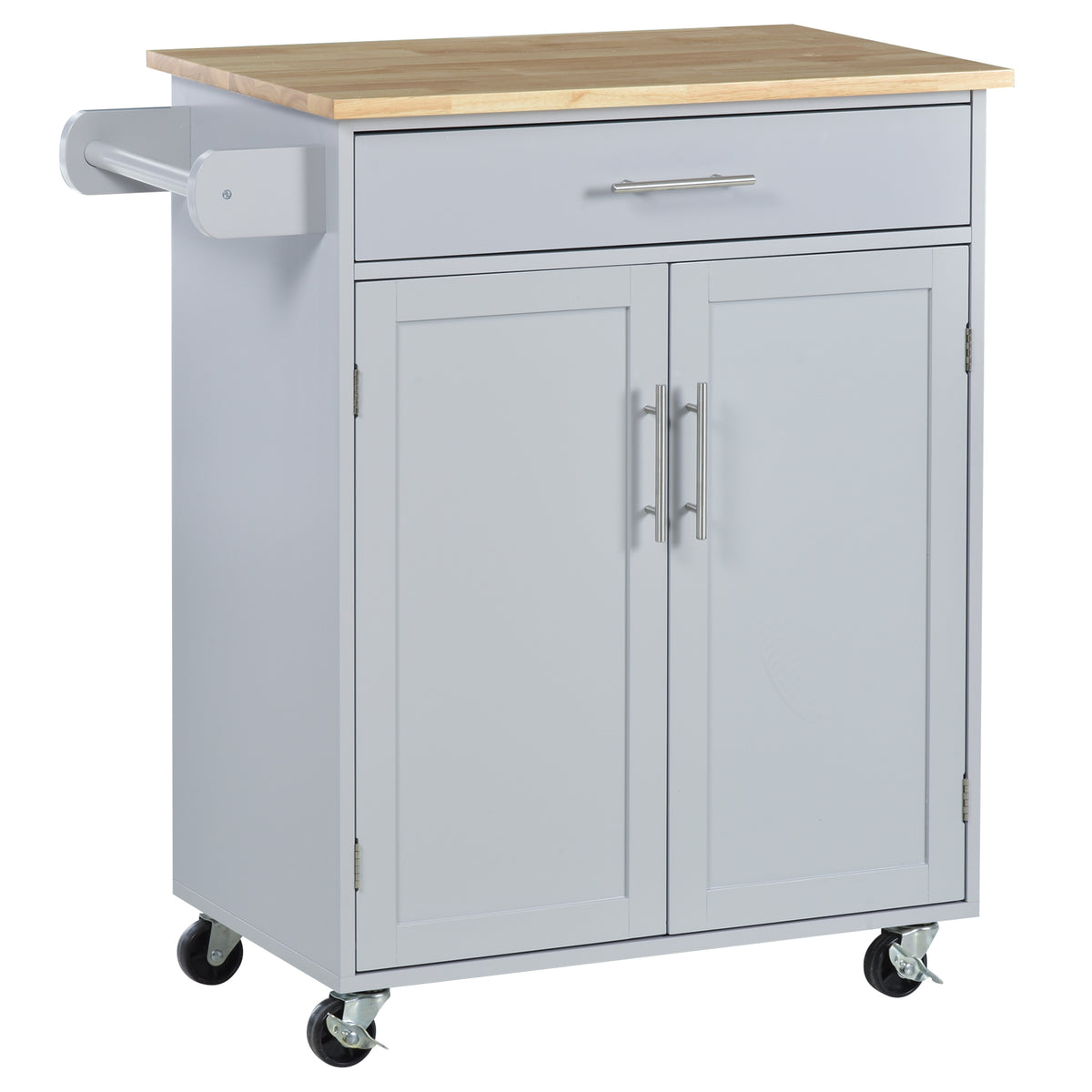 Rolling Kitchen Island Cart with Wood Top, Enough Storage Drawer Space with Towel Bar Rack Shelves – view 2