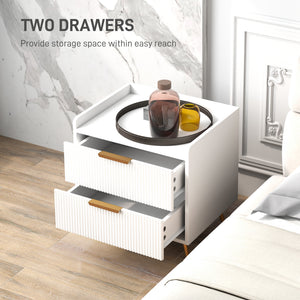 Bedside Table, Nightstand with 2 Drawers, Side End Table with Metal Legs for Bedroom, Black – view 10