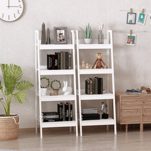 Set of 2, 4 Tier Ladder Shelf Bookcase, Multi-Use Display Rack, Storage Shelving Unit Display Stand – view 14