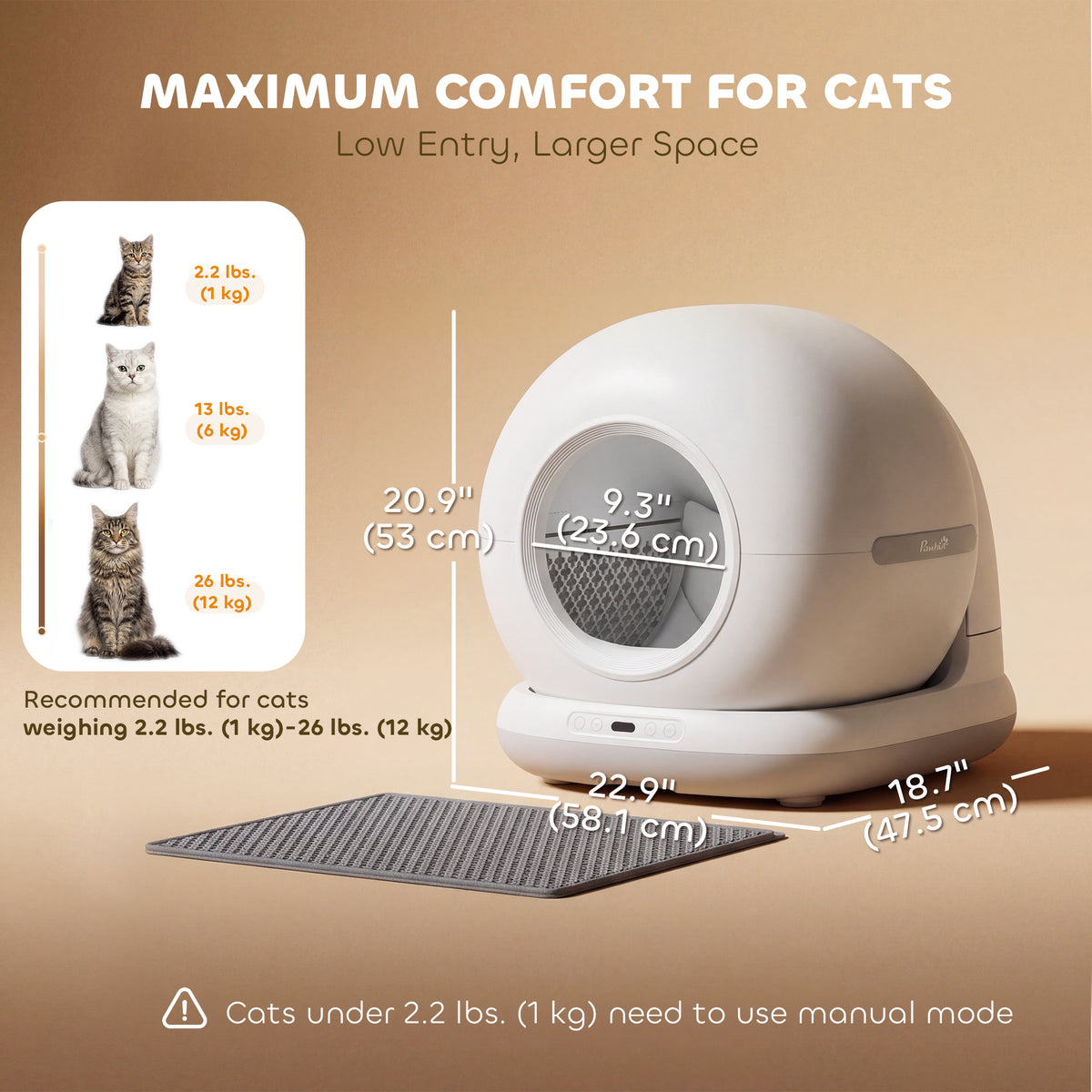 72L Automatic Litter Box, Self Cleaning Litter Box, App Control, Odor & Noise Control, Safety Sensors, Deodorant Gel