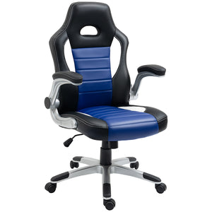 Racing Gaming Chair PU Leather Office Chair Executive Computer Desk Chair with Adjustable Height, Flip Up Armrest, Swivel Wheels, Red