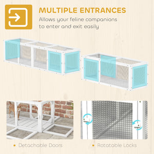 Cat Tunnel, Outdoor Cat Enclosure with Combinable Design, 8 Doors, 98" Kitty Toys for House, Window, Cage – view 12