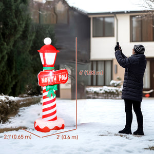 6FT Christmas Inflatable Decoration, Inflatable Lighthouse Xmas Blow Up Decor with LED Lights for Yard, Lawn, Garden