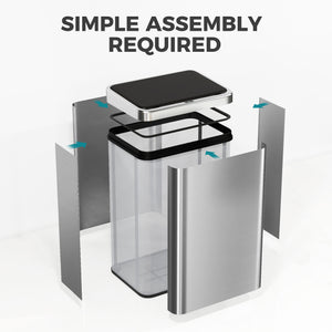 10.6 Gal (40 L) Automatic Garbage Can w/ Soft-Close Lid, Touchless Trash Can with Fingerprint Resistant Stainless Steel