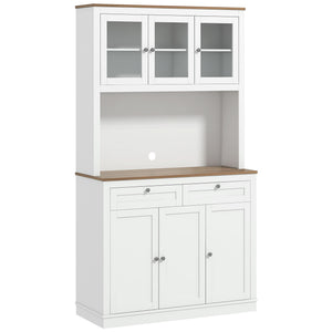 71" Pantry Cabinet with Microwave Space, Buffet with Hutch, 2 Drawers, Adjustable Shelves and Glass Doors – view 8