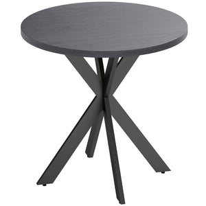 29" Dining Table, Contemporary Round Kitchen Table with Steel Legs, Black