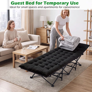 Camping Cot for Adults with Soft Padded Mat and Carrying Bag-Black view 6