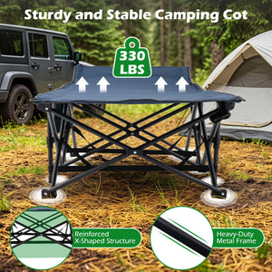 Camping Cot for Adults with Soft Padded Mat and Carrying Bag-Navy view 8