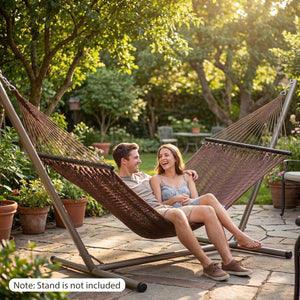 Caribbean Hammock with Spreader Bar for Patio Poolside-Brown view 2