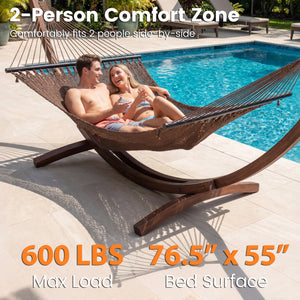 Caribbean Hammock with Spreader Bar for Patio Poolside-Brown view 8