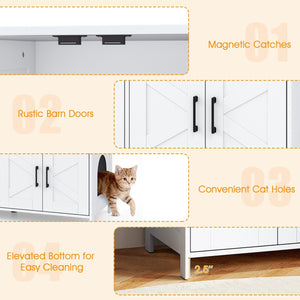 Cat Litter Box Enclosure for 2 Cats Modern Kitty Litter Box Furniture Hidden-White view 9